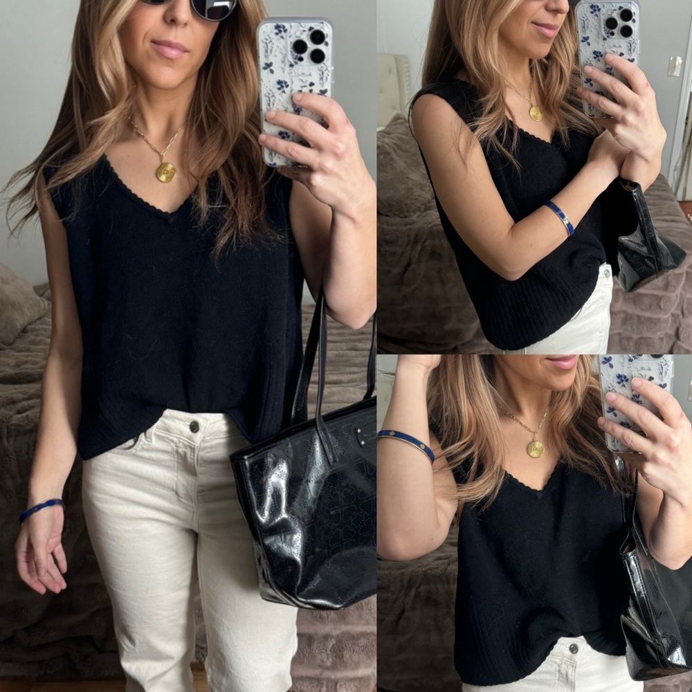 Vintage St John Collection Black Santana Knit Tank sleeveless l sweater vest